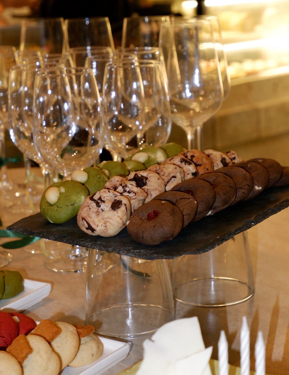 Assorted cookies displayed for catering