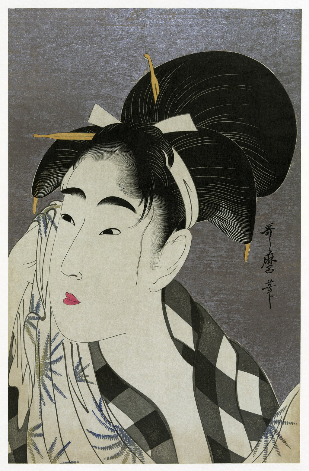 Kitagawa Utamaro Woman Wiping Sweat ukiyo-e artwork reference