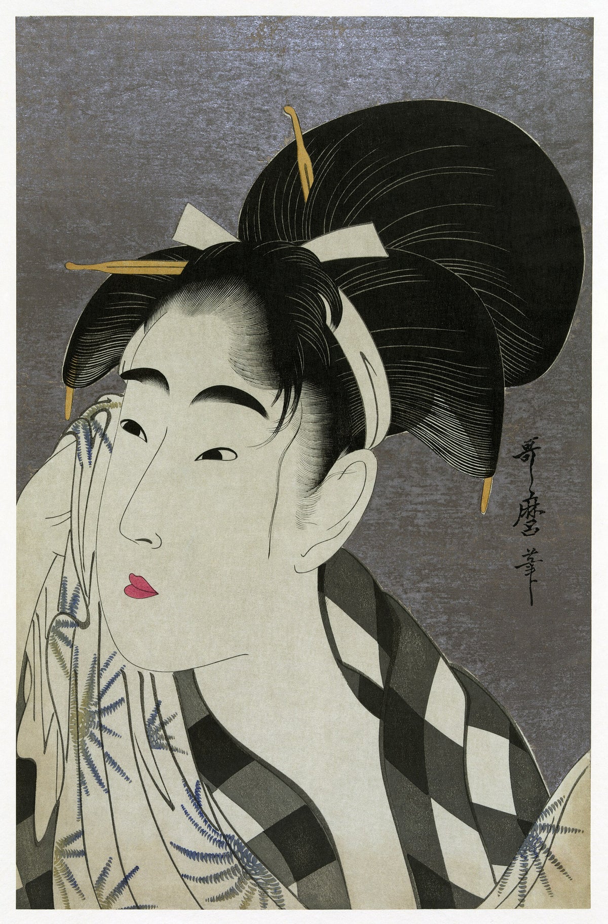 Kitagawa Utamaro Woman Wiping Sweat ukiyo-e artwork reference